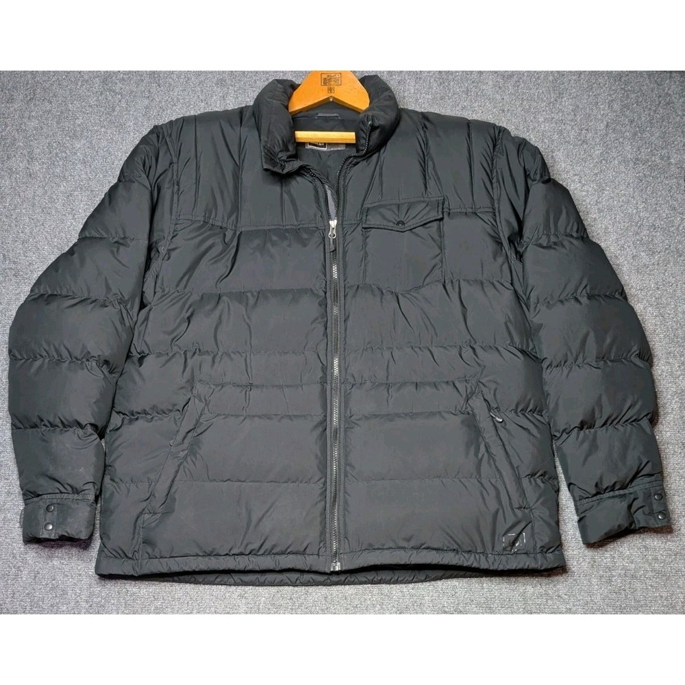 REI Men's Goose Feather Down Blend Puffer Jacket Size‎ XXL Black Zipper Pockets